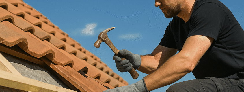 poed dakdekker Den Haag voert noodreparatie uit na stormschade